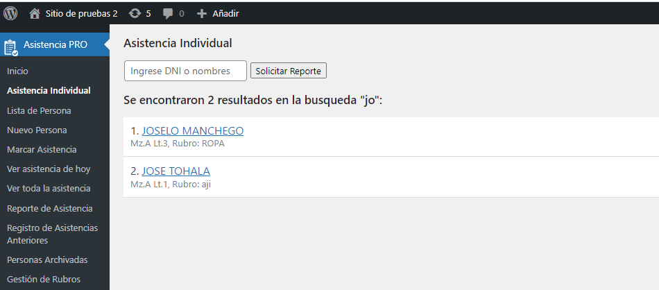 P15 PRO Control de Asistencia Sectorial