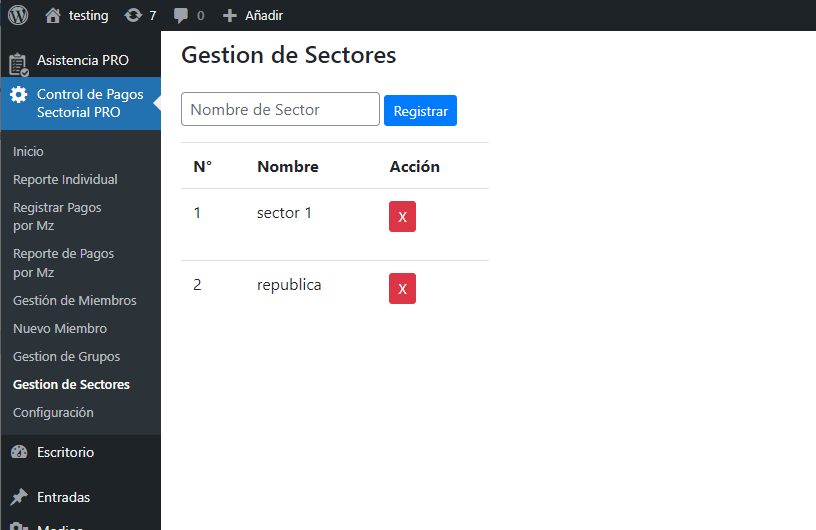 P17 PRO Control de Pagos Sectorial
